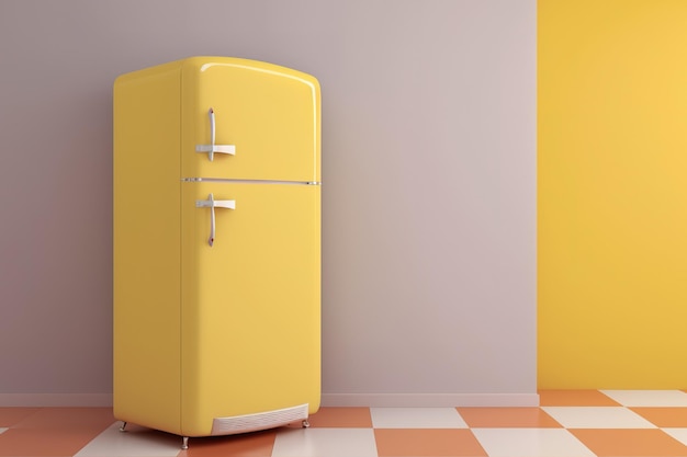 Refrigerador retro en un espacio estéril