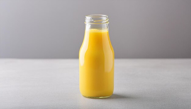 Refrigerante smoothie de laranja em garrafa de vidro Bebida saudável e saborosa de cítricos Bebida deliciosa