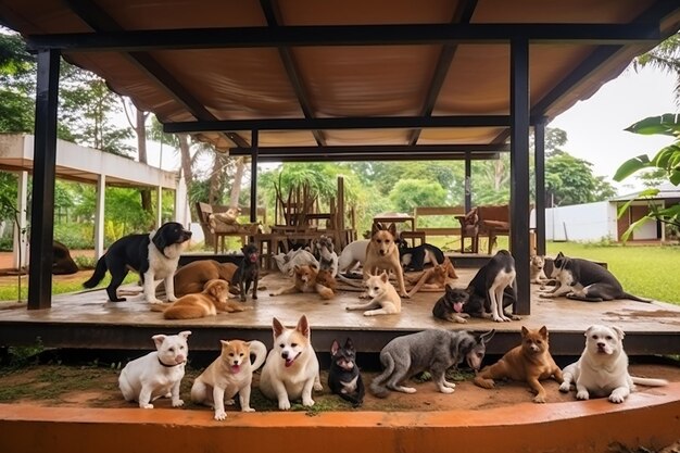 Foto un refugio compasivo para animales callejeros con varios perros