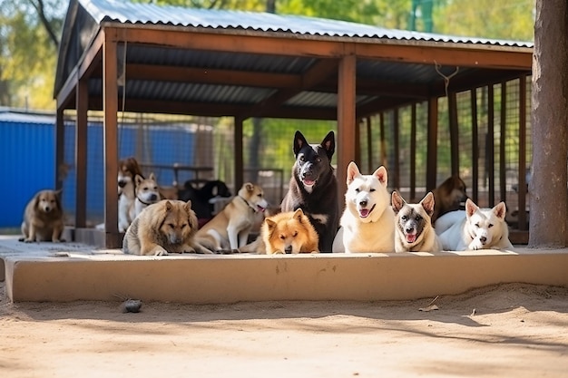 Foto un refugio compasivo para animales callejeros con varios perros