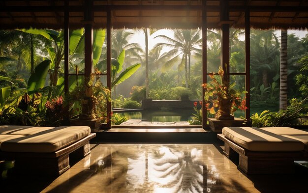 Refúgio de ioga em Bali, Indonésia, um cenário de serenidade