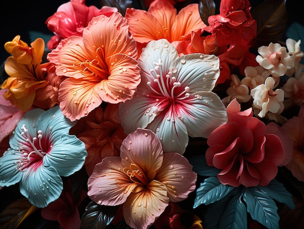 El refugio del hibisco Un tapiz vibrante de majestuosidad tropical donde las coloridas flores pintan el paisaje