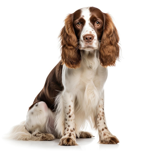 Foto regal english cocker spaniel sentado elegantemente de raça pura canino retrato ia generativa