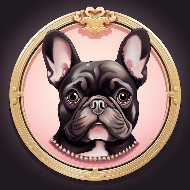 Regal Paws A Round Color Delight exibindo um logotipo chique de Bulldog Francês para uma marca de moda