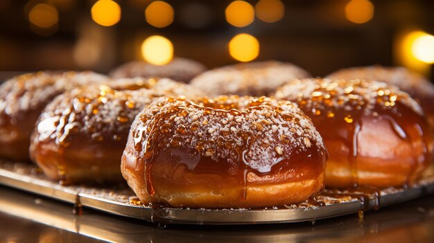 Foto el regalo judío de hanukkah sufganiyot vendido en el mercado mahane yehuda