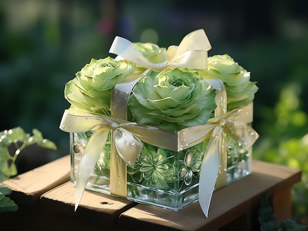 Un regalo de la naturaleza Una abundante caja de vidrio que muestra las mejores frutas y verduras de la naturaleza