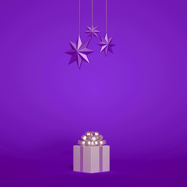 Regalo de Navidad con cinta y estrellas.