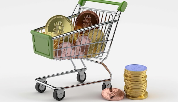 Regalo de Navidad realista en el carrito de compras