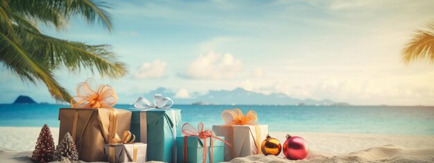 Regalos de Navidad en el fondo del mar vacaciones de Año Nuevo