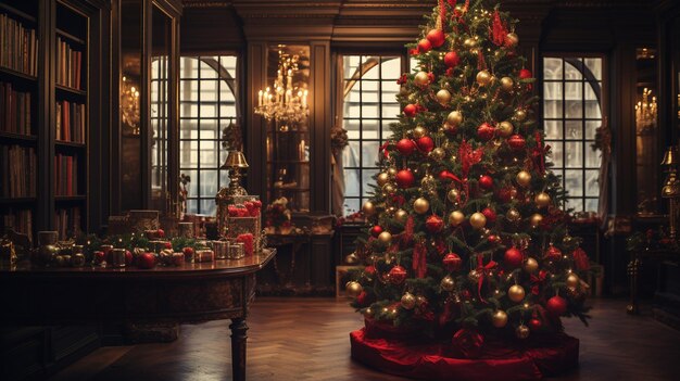 regalos de navidad frente al árbol de navidad con regalos