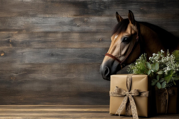 Regalos de Navidad minimalistas para dueños de caballos con espacio vacío para texto