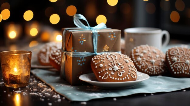 Regalos de pan de jengibre Feliz año nuevo Imagen de fondo