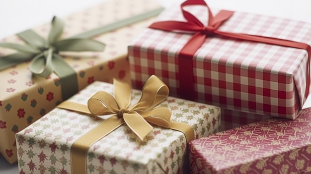 Regalos de vacaciones y regalos de estilo cottage de campo envueltos en cajas de regalos para el día del boxeo Navidad Día de San Valentín y vacaciones venta de compras entrega de cajas de belleza