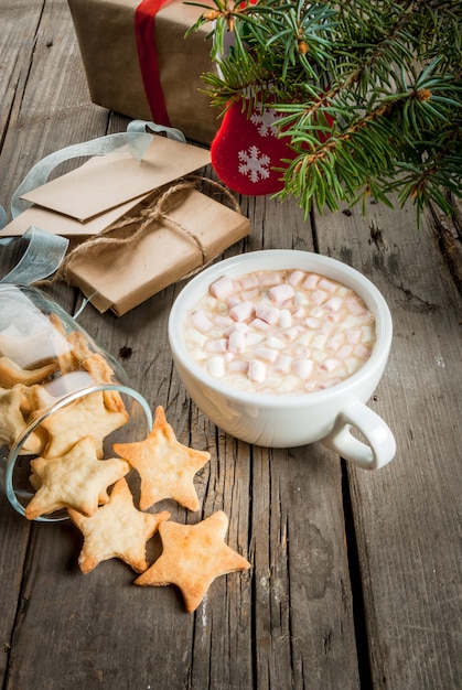 Regalos X-mass, cacao y galletas