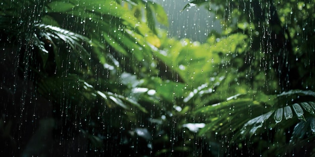 Regen fällt in einen Regenwald, wobei der Regen generative KI tropfen lässt