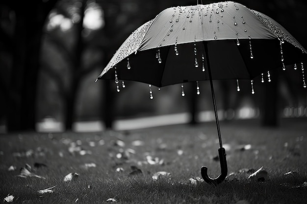 Regen fällt von einem Regenschirm