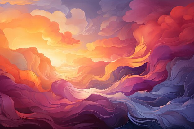Regenbogen-Aquarell-Ölgemälde, digitale Kunst, gewellter, rauchiger Farbverlauf, Illustrationshintergrund