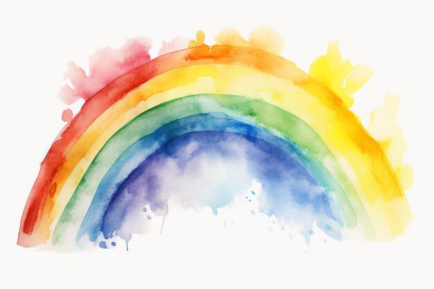 Foto regenbogen-aquarellmalerei für babyparty-party auf weißem hintergrund, ki generiert