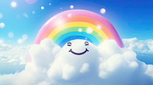 Regenbogen-Emoji im Himmel