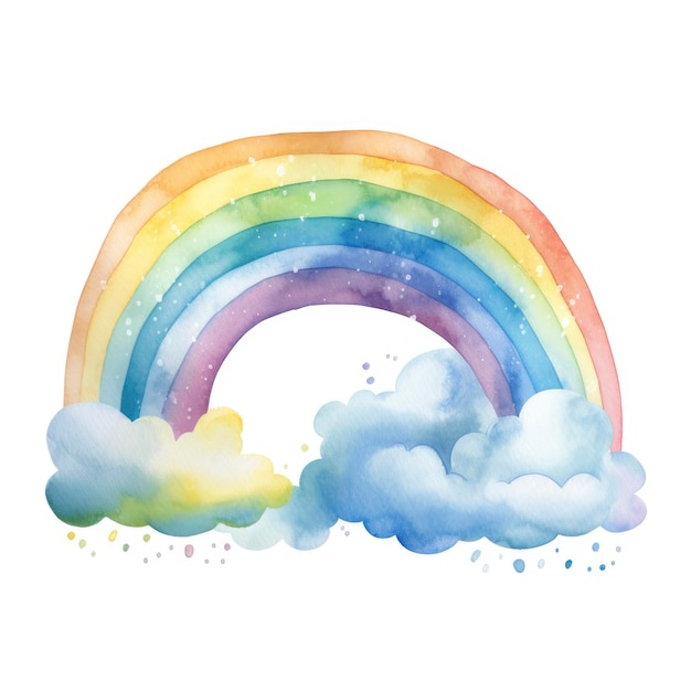 Regenbogen für Kindergarten Aquarell isoliert auf weißem Hintergrund