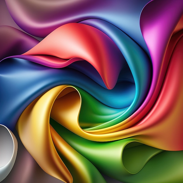 Regenbogen gewellter Satin-Hintergrund Ai generative Illustration