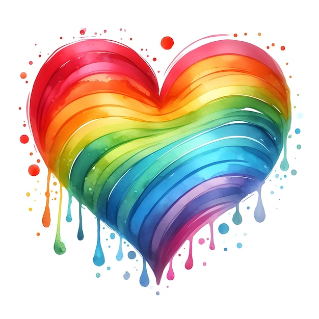 Regenbogen-Herz-Freiheitssymbol Aquarellfarbe