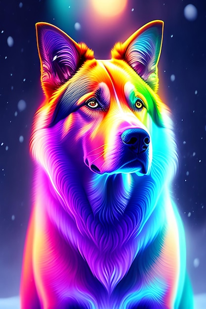 Regenbogen-Hunde-Wandkunst digitale Kunst-Regenbogen-Hund vom Druckstudio