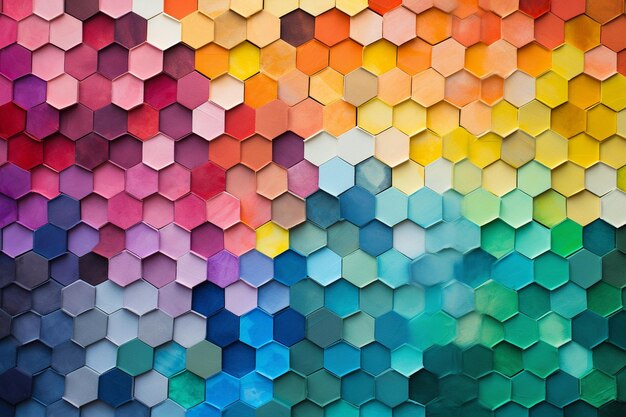 Regenbogen-Konfetti-Papier-Hexagon-Collage