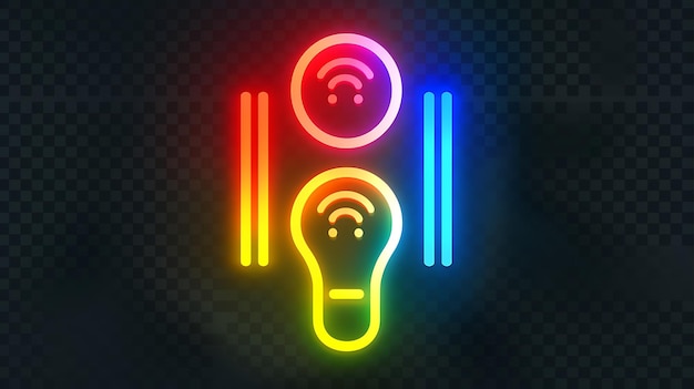 Regenbogen-Neonlampe mit Wi-Fi-Symbolen Das Konzept des Internets der Dinge Smart Home und drahtlose Technologie