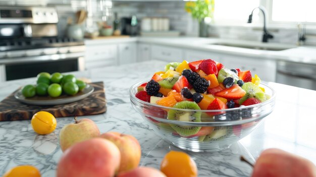 Regenbogen-Salat in einer modernen Küche