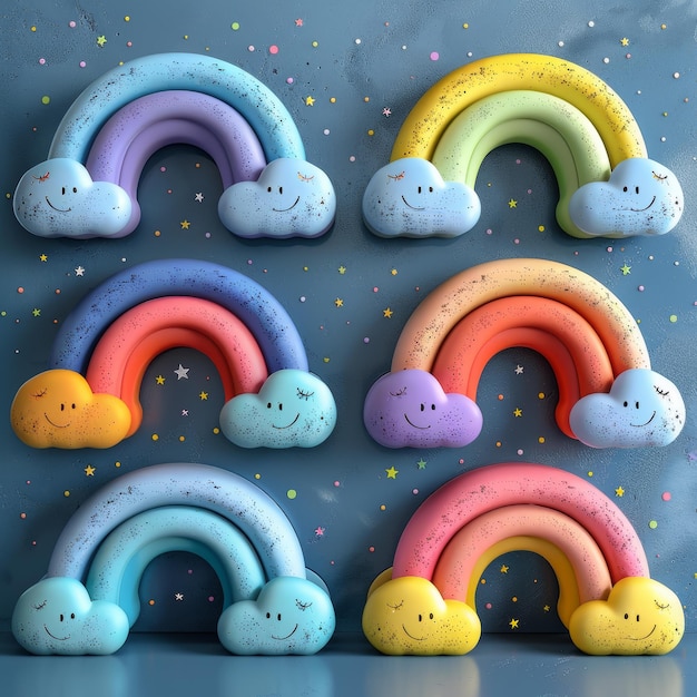 Foto regenbogen-set für kinder dekorieren moderne illustration