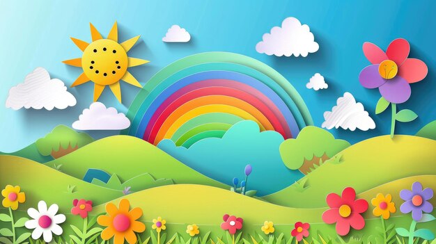 Regenbogen und Blumen