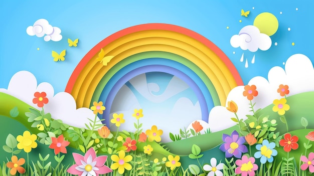 Regenbogen und Blumen