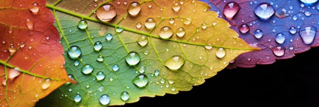 Regenbogenblatt-Close-Up-Wasser-Foto mit hohem Detail