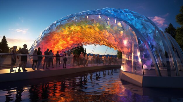 Regenbogenbrunnen-Show auf der Expo Bridge generative ai