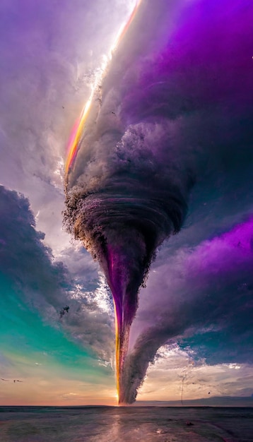 Regenbogenfarbener Rauchtrichter, der aus dem Himmel kommt, generative KI