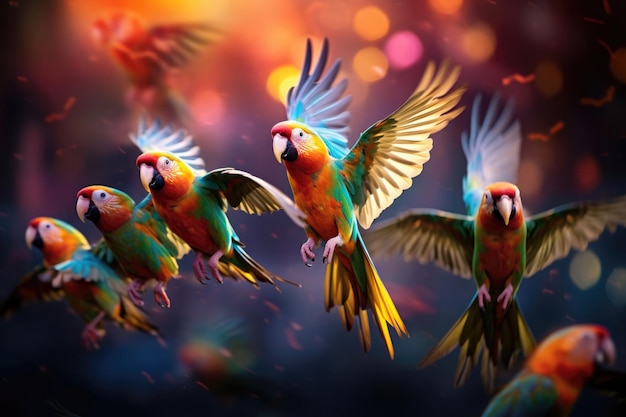Regenbogenfliegende Papageien