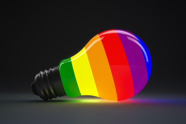 Regenbogenglühende Glühbirne LGBT-Themen