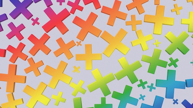 Regenbogenkreuze, buntes Muster. Abstrakte Abbildung, 3d übertragen.