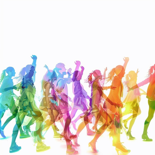 Regenbogenmenschen tanzen und haben Spaß