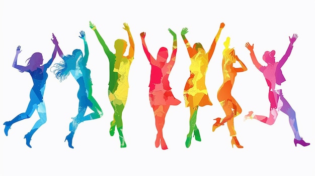 Regenbogenmenschen tanzen und haben Spaß