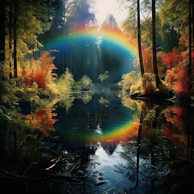 Regenbogensee im Herzen des Waldes
