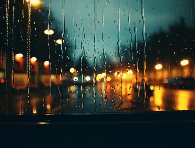 Regenhafte Stadtstraßen abends verschwommenes Licht Herbstzeit Menschen gehen mit Regenschirmen
