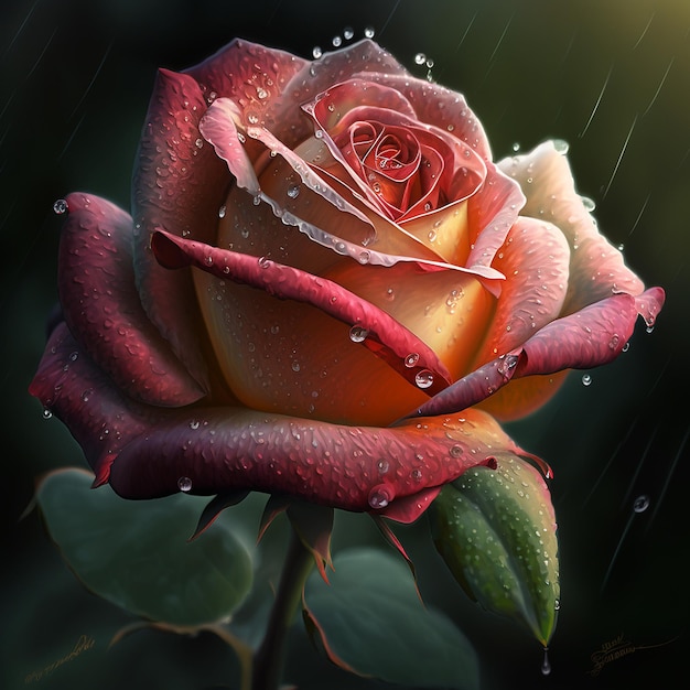 Regennasse Rose