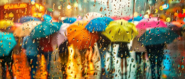 Foto regenschirme und widerstandsfähigkeit navigieren den sturm in der outdoor art gallery mit detaillierten digitalen