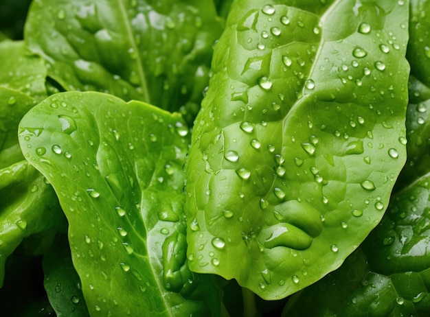 Regentropfen auf dem Salatblatt
