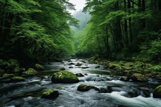 Regentropfen, die auf einen Fluss oder Bach fallen