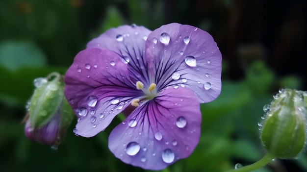 Regentropfen mit Farbe, voller Blüte, natürlicher, wunderschöner, von Ai erzeugter Kunst