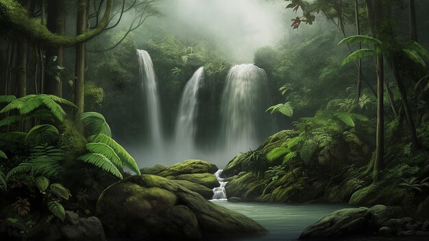Regenwald Dschungel Wasserfall bunter Hintergrund