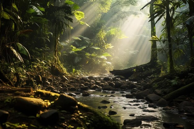 Foto regenwaldpfad im dschungel generative ai